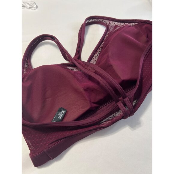 Victoria Sport Burgundy Racerback Sports Bra With Mesh Inserts & Removable Pads - Picture 5 of 6